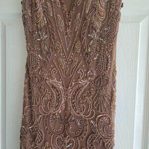 Sue Wong Mauve Beaded Formal Long Dress